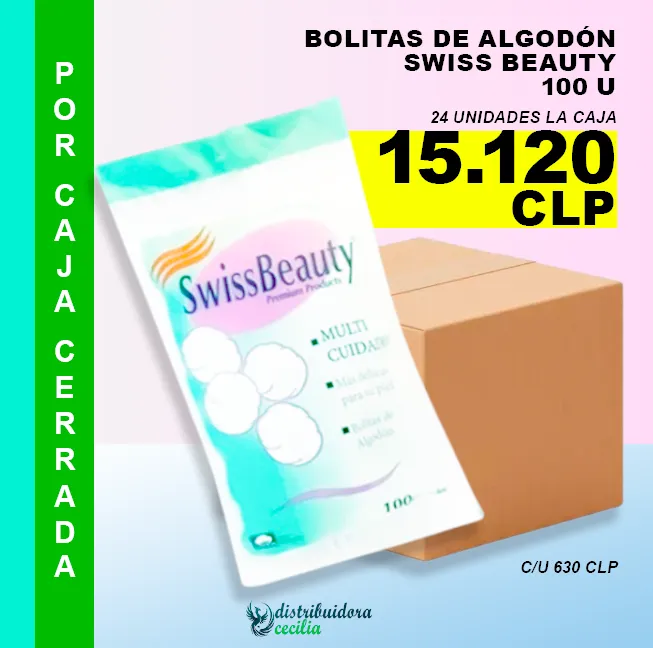 Caja Cerrada Bolitas de Algodón Swiss Beauty 100 u