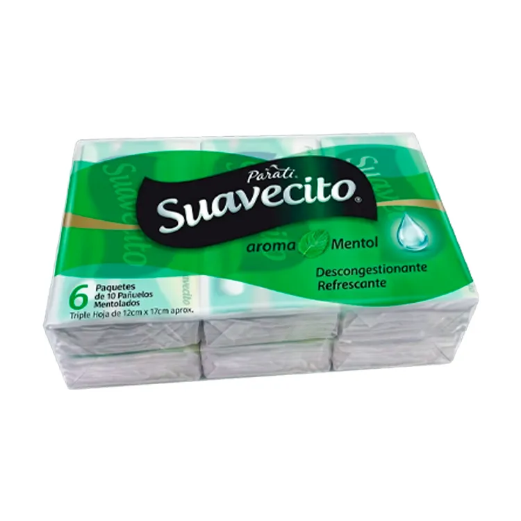 Pañuelos de Papel Desechables Suavecito Mentolado X 6