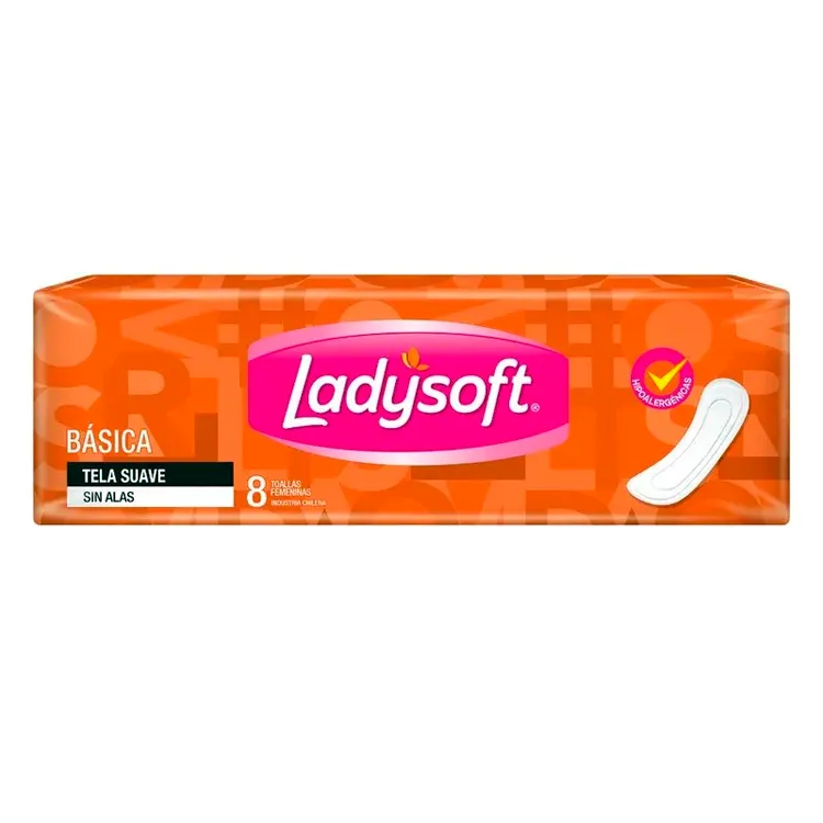 Toallas Femeninas Ladysoft Básica Tela Suave sin Alas 8 u