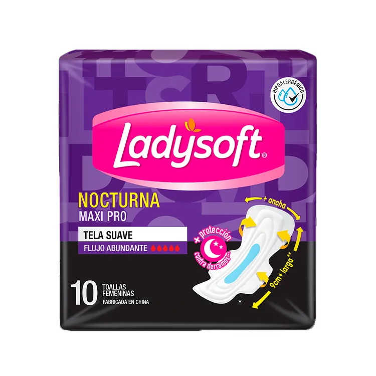 Toallas Femeninas Ladysoft Nocturna Maxi Pro Tela Suave 10 u