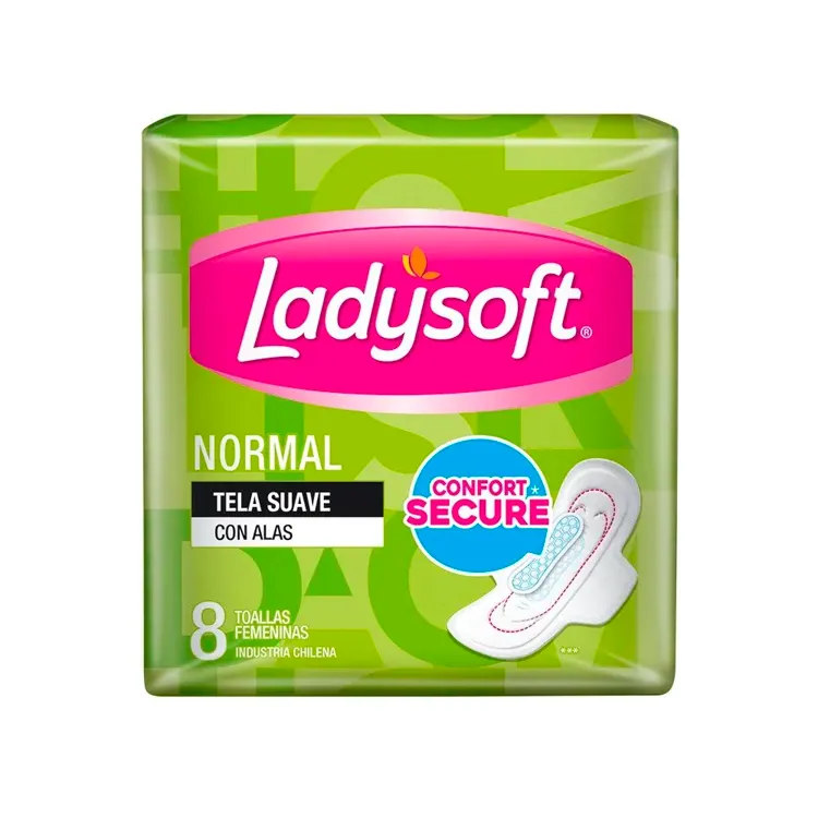 Toallas Femeninas Ladysoft Normal Tela Suave con Alas 8 u