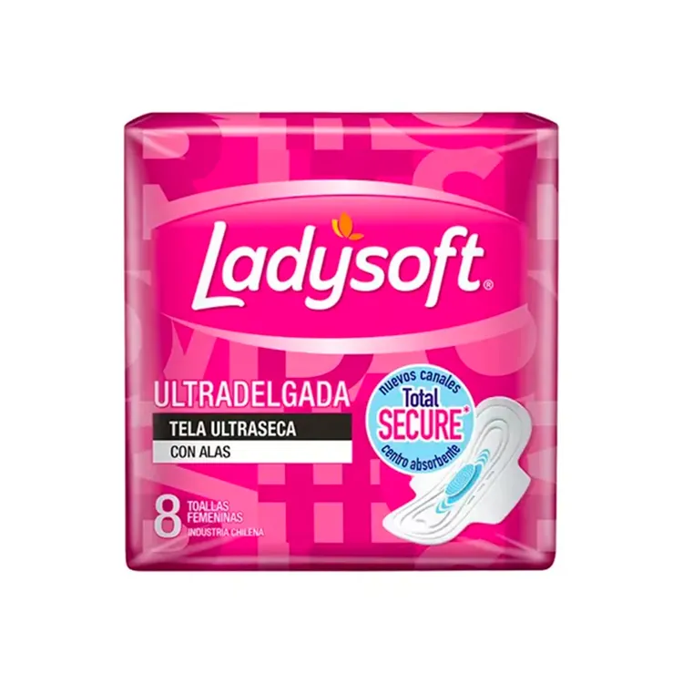 Toallas Femeninas Ladysoft Ultradelgada Tela Ultraseca 8 u